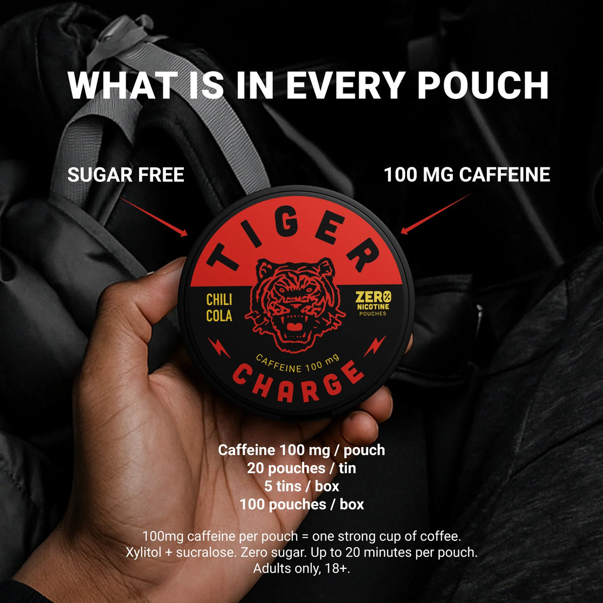 Tiger Charge - 100mg Caffeine Pouch - Chili Cola